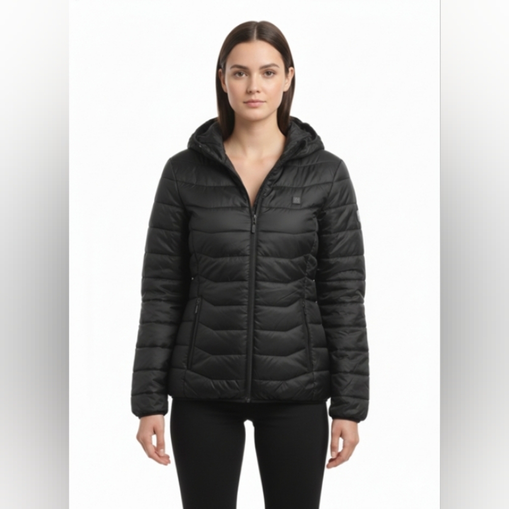 Women's Black Puffer Jacket Heated Coat